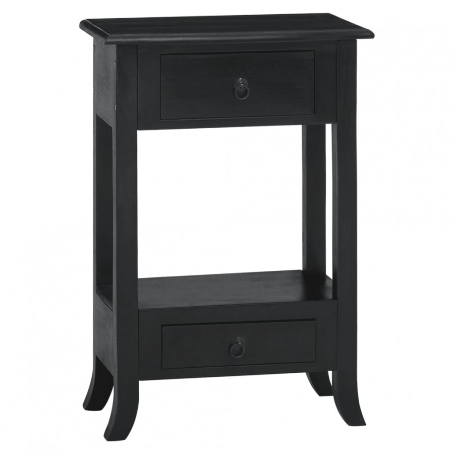 Table console avec tiroirs noir 50x30x75cm bois d'acajou massif