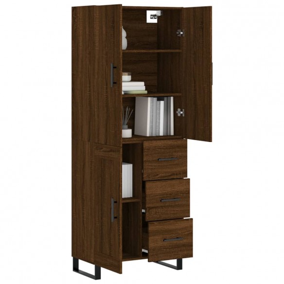 Buffet haut Chêne marron 69,5x34x180 cm Bois d'ingénierie