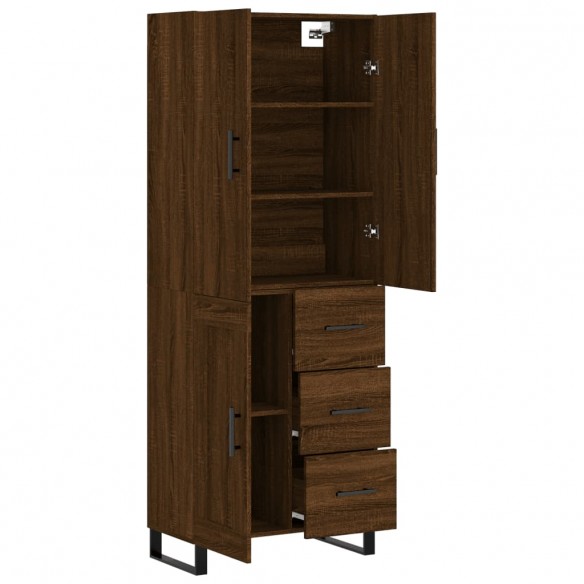 Buffet haut Chêne marron 69,5x34x180 cm Bois d'ingénierie