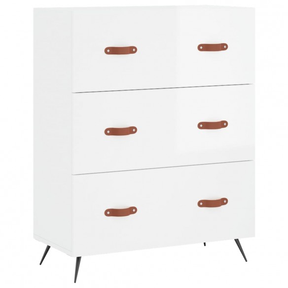 Commode blanc brillant 69,5 x 34 x 90 cm bois d'ingénierie