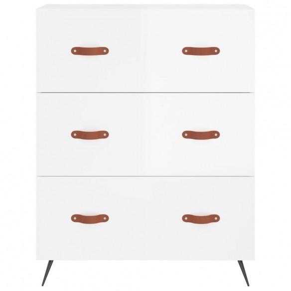 Commode blanc brillant 69,5 x 34 x 90 cm bois d'ingénierie