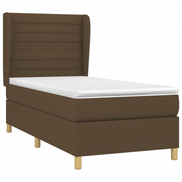 Cadre de lit avec matelas Marron foncé 100x200 cm