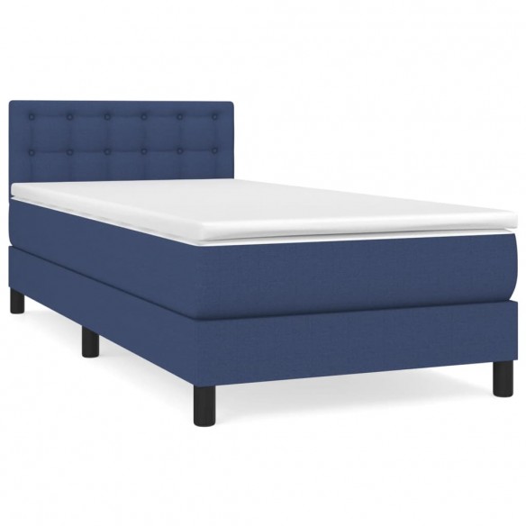 Cadre de lit avec matelas Bleu 80x200 cm Tissu