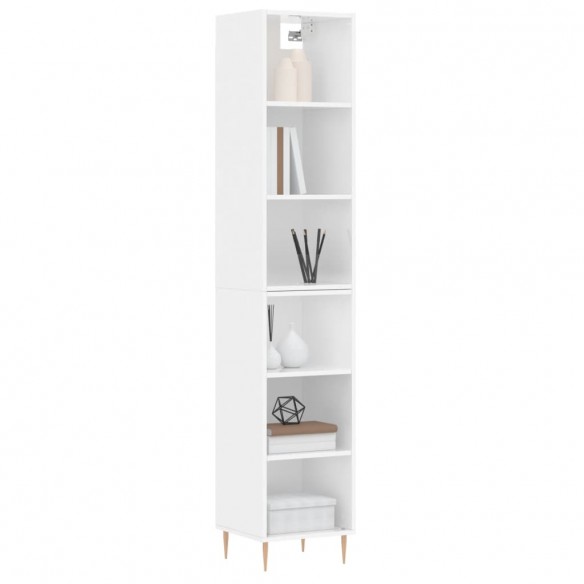 Buffet haut Blanc brillant 34,5x32,5x180 cm Bois d'ingénierie