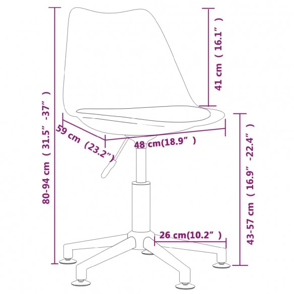 Chaises pivotantes à manger lot de 4 Gris foncé Tissu