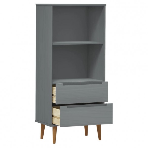 Bibliothèque MOLDE Gris 60x35x133,5 cm Bois massif de pin