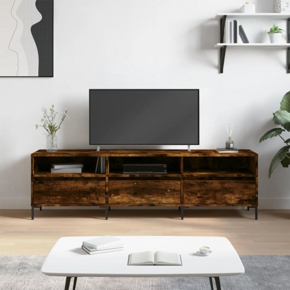 Meuble TV chêne fumé 150x30x44,5 cm bois d'ingénierie