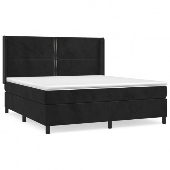 Cadre de lit avec matelas Noir 180x200 cm Velours