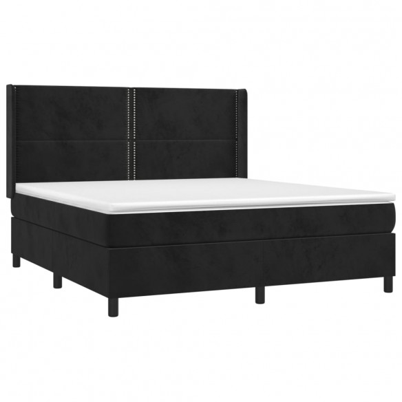 Cadre de lit avec matelas Noir 180x200 cm Velours