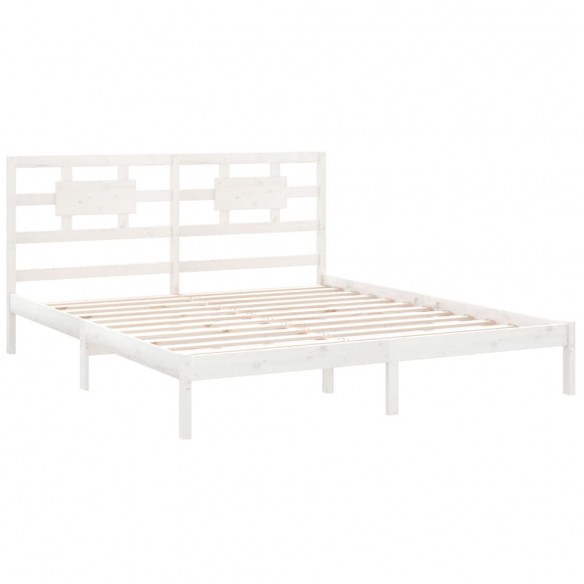 Cadre de lit Blanc Bois massif 200x200 cm