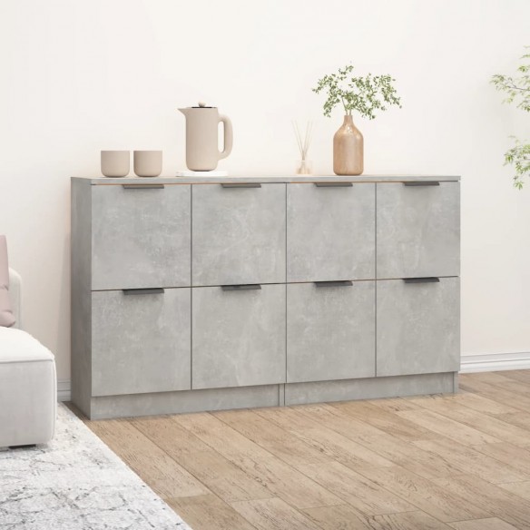 Buffets 2 pcs Gris béton 60x30x70 cm Bois d'ingénierie