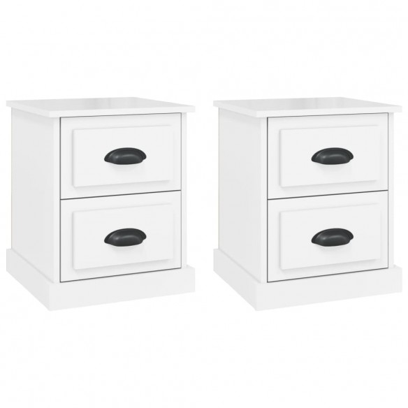 Tables de chevet 2 pcs blanc brillant 39x39x47,5 cm