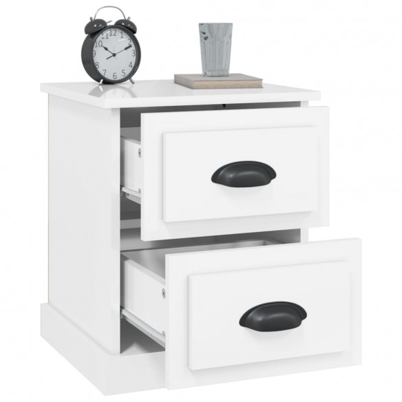 Tables de chevet 2 pcs blanc brillant 39x39x47,5 cm