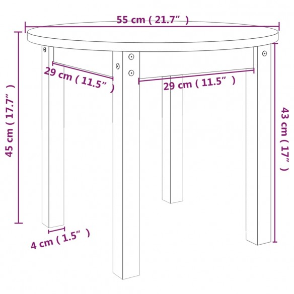 Table basse Ø 55x45 cm Bois massif de pin