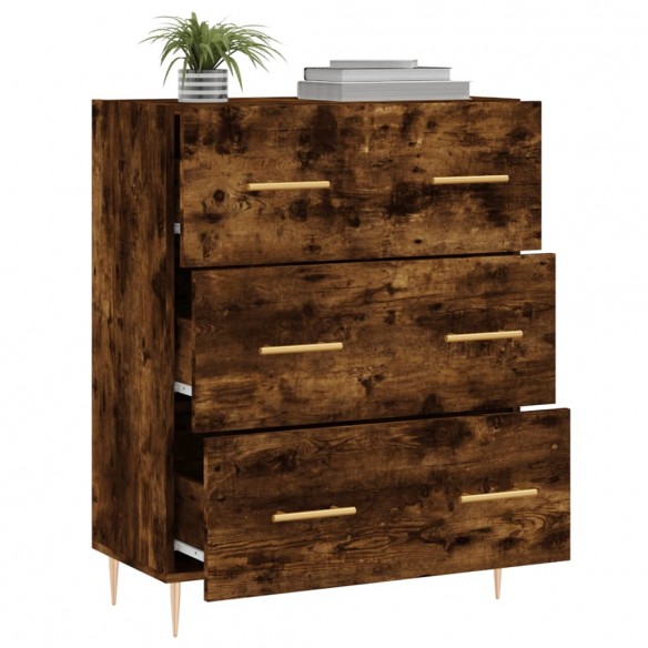 Buffet chêne fumé 69,5x34x90 cm bois d'ingénierie