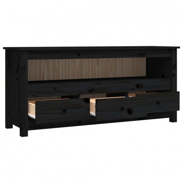 Meuble TV Noir 114x35x52 cm Bois de pin massif