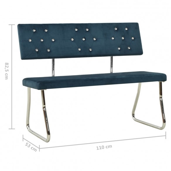 Banc 110 cm Bleu Velours