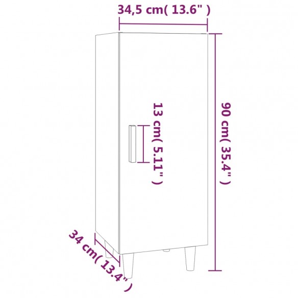 Buffet Gris béton 34,5x34x90 cm Bois d'ingénierie