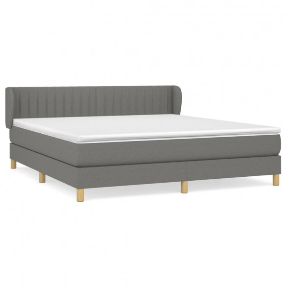 Cadre de lit avec matelas Gris foncé 160x200cm Tissu