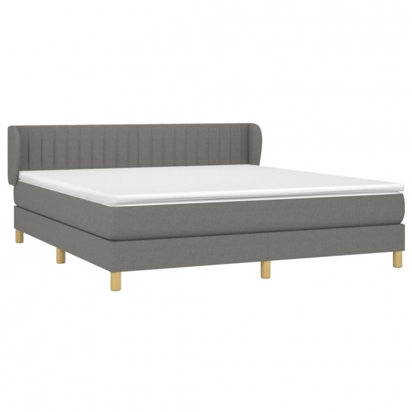 Cadre de lit avec matelas Gris foncé 160x200cm Tissu