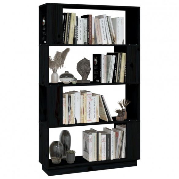 Bibliothèque/Séparateur de pièce Noir 80x25x132 cm Pin solide