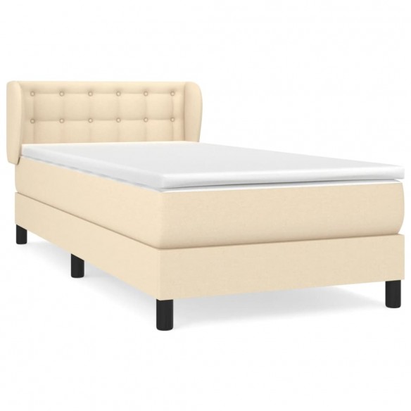 Cadre de lit avec matelas Crème 80x200 cm Tissu