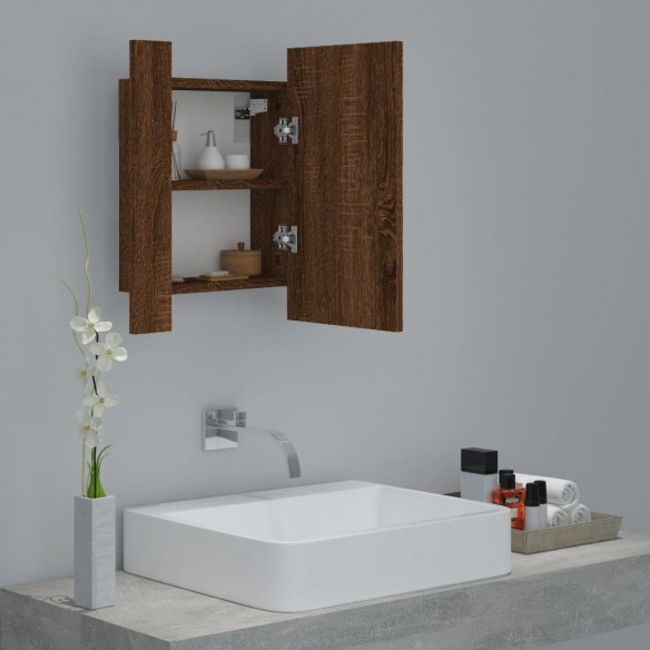 Armoire à miroir LED de salle de bain chêne marron 40x12x45 cm