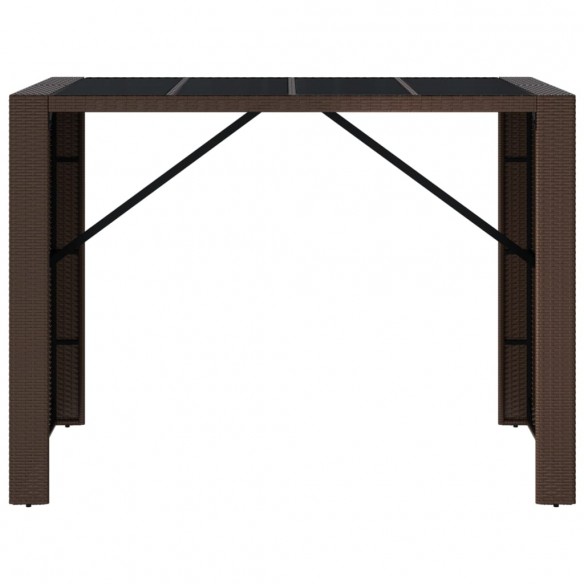 Table de bar et dessus en verre marron 145x80x110 cm poly rotin