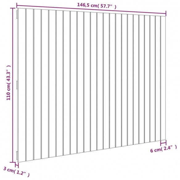 Tête de lit murale Gris 146,5x3x110 cm Bois massif de pin