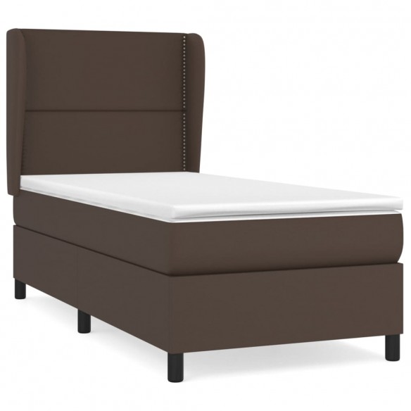 Cadre de lit avec matelas Marron 90x200cm Similicuir