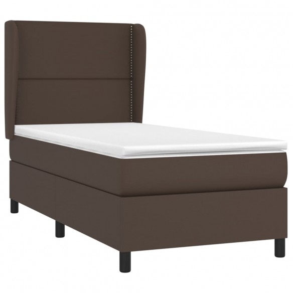 Cadre de lit avec matelas Marron 90x200cm Similicuir