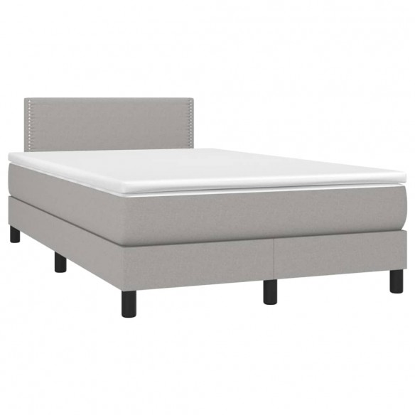 Cadre de lit avec matelas Gris clair 120x200cm Tissu