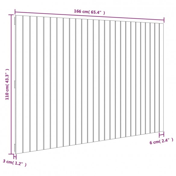 Tête de lit murale 166x3x110 cm Bois massif de pin