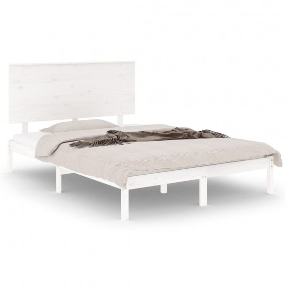 Cadre de lit Blanc Bois massif 135x190 cm Double