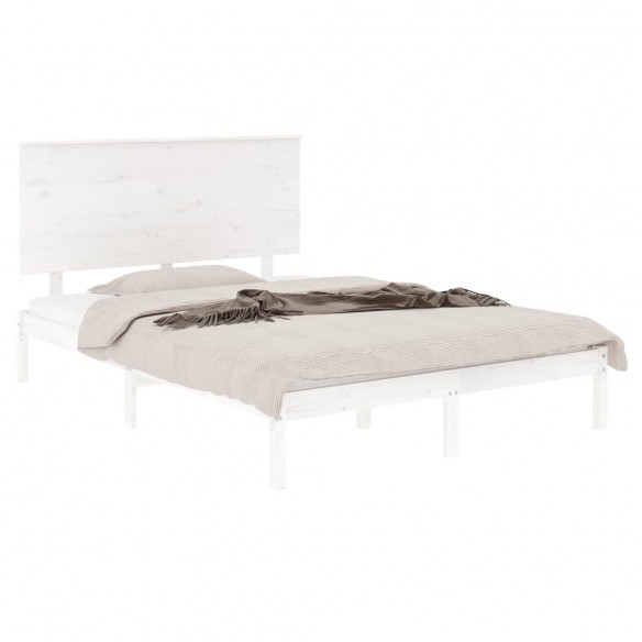 Cadre de lit Blanc Bois massif 135x190 cm Double