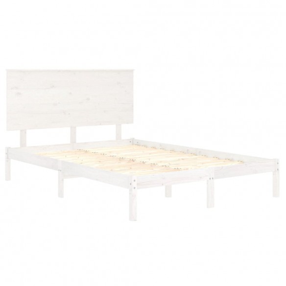 Cadre de lit Blanc Bois massif 135x190 cm Double