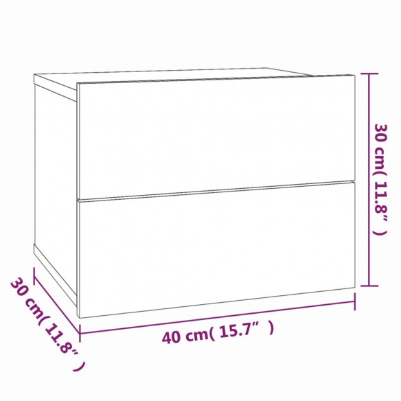 Tables de chevet 2 pcs Chêne fumé 40x30x30 cm Bois d'ingénierie