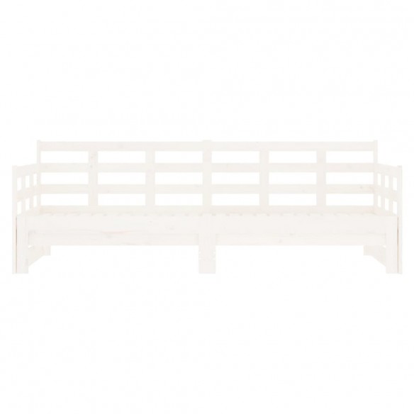 Lit coulissant Blanc Bois de pin solide 2x(90x190) cm