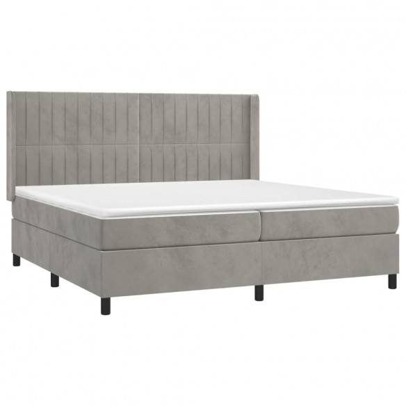 Cadre de lit matelas et LED Gris clair 200x200 cm