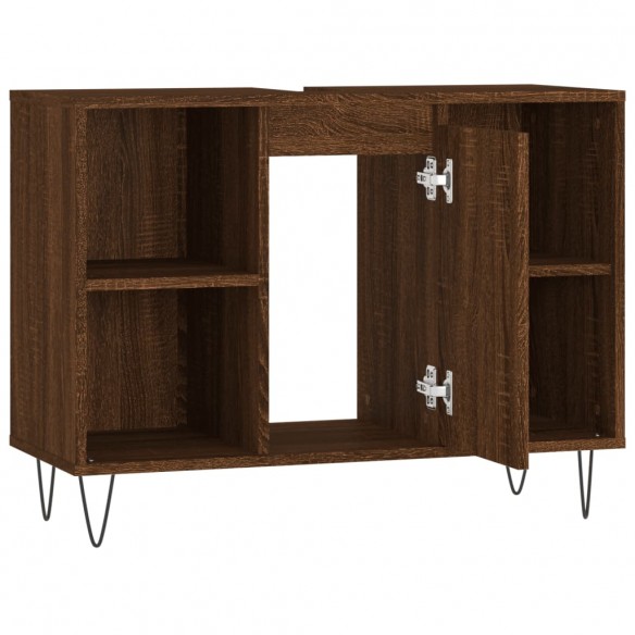 Armoire salle de bain chêne marron 80x33x60cm bois d'ingénierie