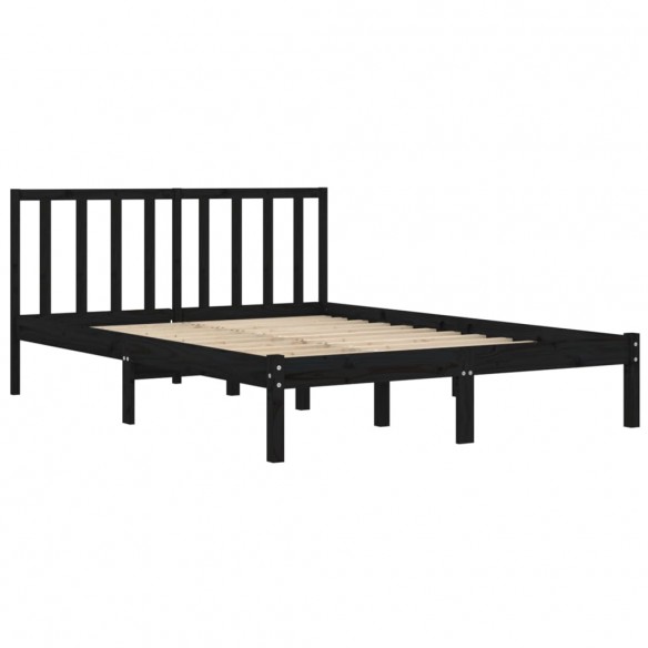 Cadre de lit Noir Bois de pin massif 120x190 cm Petit Double