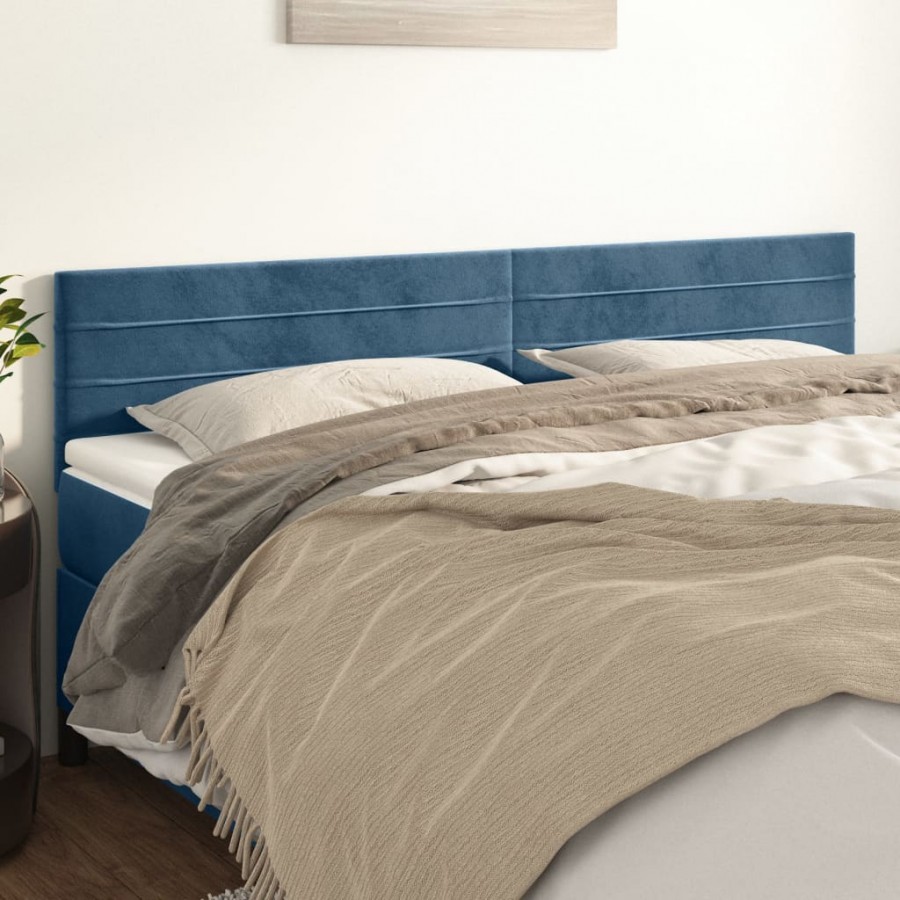 Têtes de lit 2 pcs Bleu foncé 100x5x78/88 cm Velours