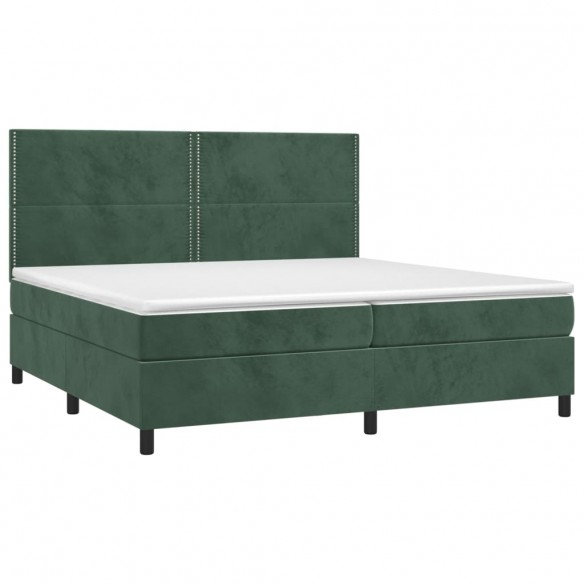 Cadre de lit matelas et LED Vert foncé 200x200 cm