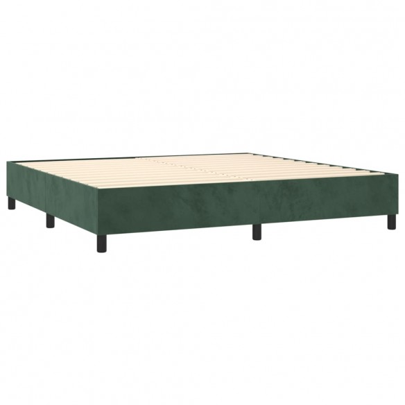 Cadre de lit matelas et LED Vert foncé 200x200 cm