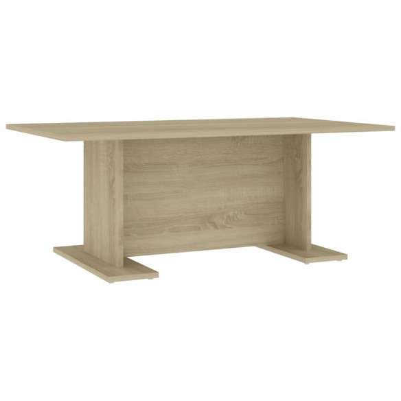 Table basse Blanc et chêne sonoma 103,5x60x40 cm Aggloméré