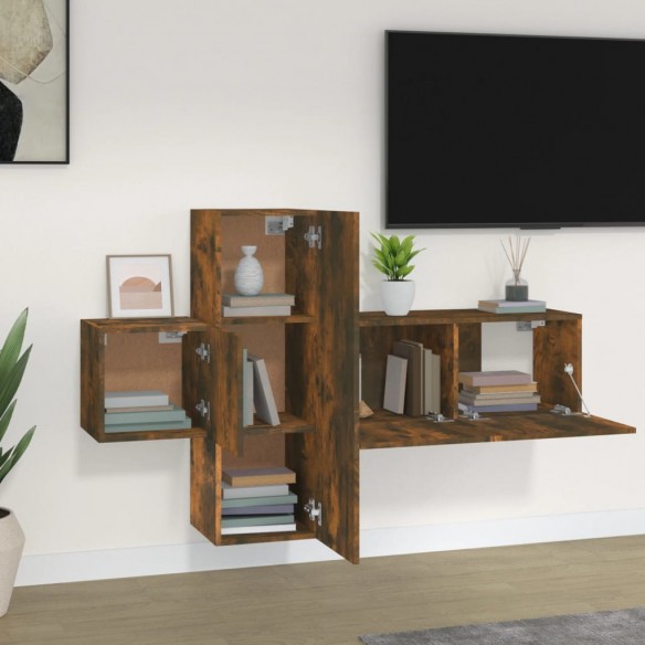 Ensemble de meubles TV 3 pcs Chêne fumé Bois d'ingénierie