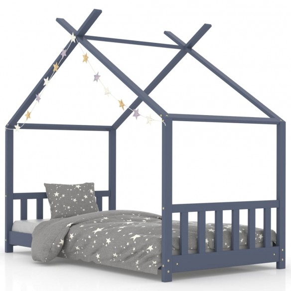 Cadre de lit d'enfant Gris Bois de pin massif 70x140 cm