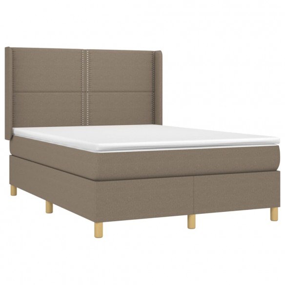 Cadre de lit matelas et LED Taupe 140x200 cm Tissu