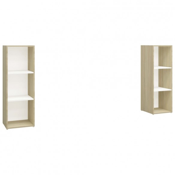 Meubles TV 2 pcs Blanc et chêne sonoma 107x35x37 cm Aggloméré