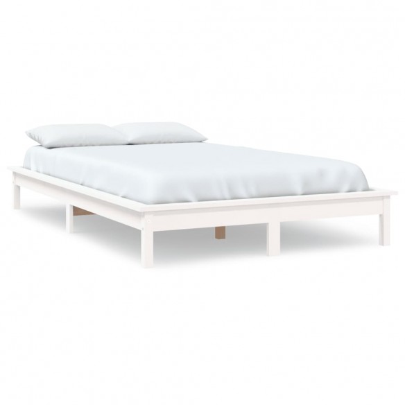 Cadre de lit blanc 135x190 cm double bois massif de pin